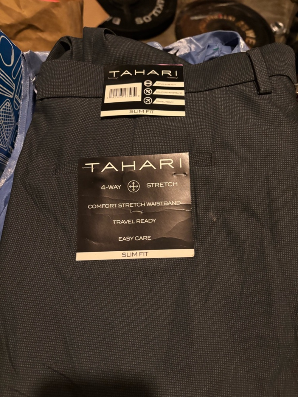 Tahari Slim Fit Dress Pants in Dark Gray Microcheck